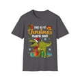 thumbnail image 1 of Funny Christmas Holiday Dinosaur PJ Novelty Graphic Art Unisex T-Shirt, 1 of 8