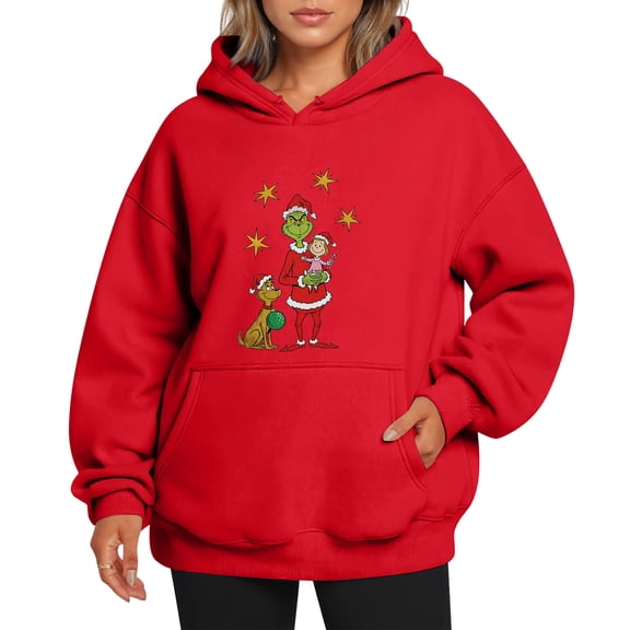 Funny Christmas Hoodie Christmas Oversized Hoodie Red Large