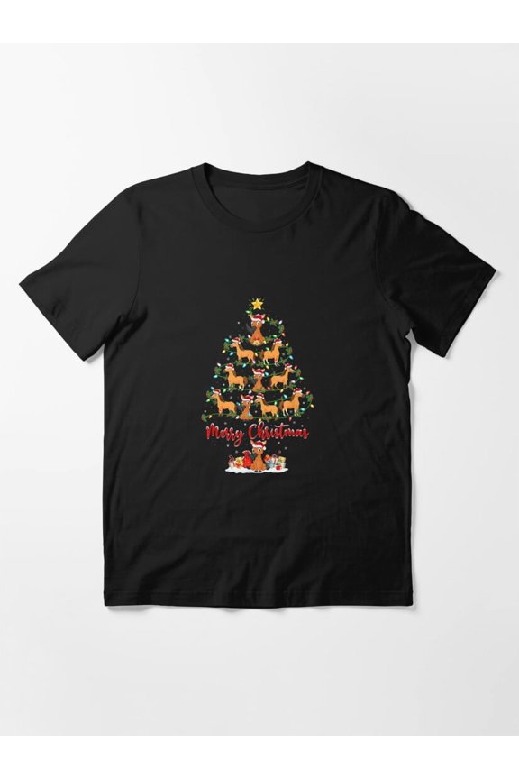 Funny Christmas Horse Tree Lights Father Christmas Holiday Winter Design Unisex T-Shirt up to Size 5XL