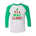 thumbnail image 1 of Funny Christmas It's A Beaut Clark Adult Unisex Baseball Raglan Tee-Kelly Green-Medium, 1 of 4