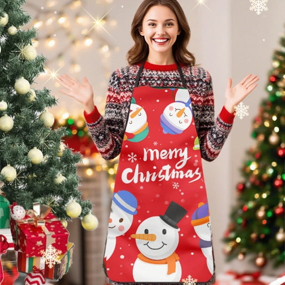 Funny Christmas Kitchen Aprons for Buffalo Plaid Check Adjustable Fabric Red Retro Gingham Elk Apron Women Men Adjustable Cooking Chef Aprons Waterproof Bib Aprons Cute Xmas Party Gift