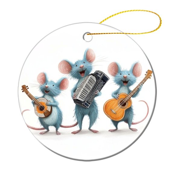 Funny Christmas Mouse Music Band Ceramic Christmas Ornament Christmas Decorations Christmas Decor Ceramic Ornament Customized Ceramic Xmas Tree Decor for Home Tree Xmas Party