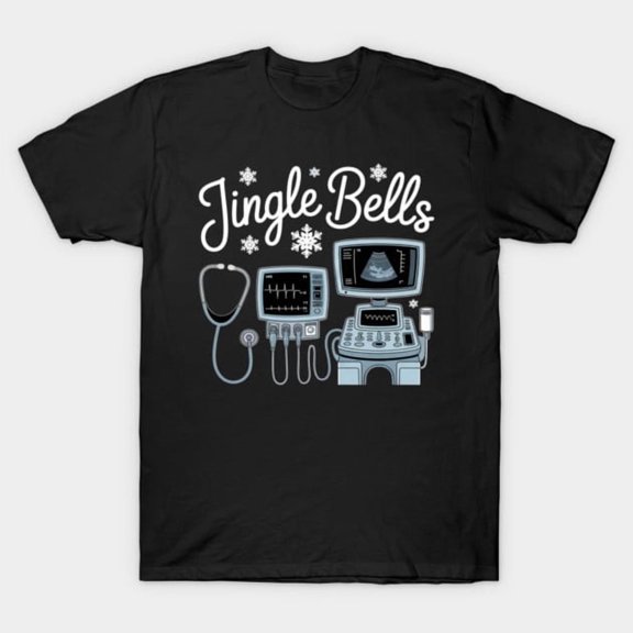 Funny Christmas Nurse Telemetry Jingle Bells Xmas Scrub Graphic, H24634 T-Shirt, for Men and Women, Up to Size 5XL