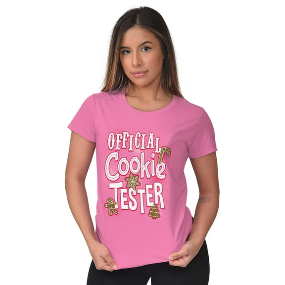 Funny Christmas Official Cookie Tester Women's T Shirt Ladies Tee Brisco Brands S
