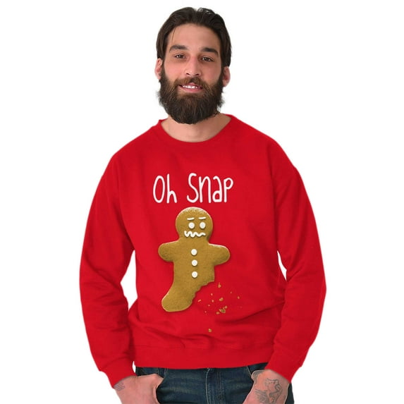Funny Christmas Oh Snap Gingerbread Unisex Plus Fleece Graphic Sweatshirt Brisco Brands 5X