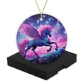 thumbnail image 1 of Funny Christmas Ornament,Beautiful Pink And Blue Pegasus In The Sky With Stars,Xmas Round Ceramic Pendant, 1 of 6
