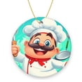 thumbnail image 1 of Funny Christmas Ornament,Cartoon Chef,Xmas Round Ceramic Pendant, 1 of 6