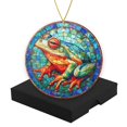 thumbnail image 1 of Funny Christmas Ornament,Colorful Frog in Stained Glass Style,Xmas Round Ceramic Pendant, 1 of 6
