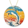 thumbnail image 1 of Funny Christmas Ornament,Expressive - Color Marine - Creature Illustration,Xmas Round Ceramic Pendant, 1 of 6