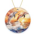 thumbnail image 1 of Funny Christmas Ornament,Funny Christmas Ornament,,Xmas Round Ceramic Pendant, 1 of 6