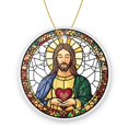 thumbnail image 1 of Funny Christmas Ornament,Jesus Christ With Heart In Hands,Xmas Round Ceramic Pendant, 1 of 6