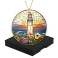 thumbnail image 1 of Funny Christmas Ornament,Lighthouse In The Ocean With Flowers4,Xmas Round Ceramic Pendant, 1 of 6