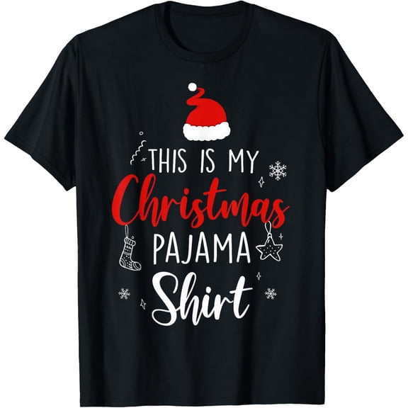 Funny Christmas PJ Pajama Men Women PJS for Family T-ShirtMen's and women's gift, black and white T-shirt, size: Extra large S-4XL