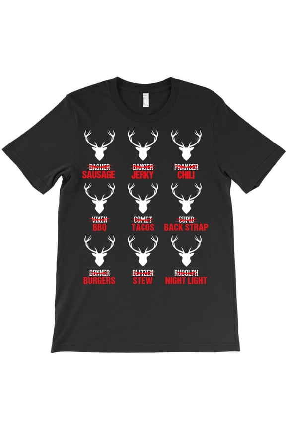 Funny Christmas Reindeer Hunter Deer Meat Hunting Gifts Graphic T-Shirt G4937, Up to 5XL