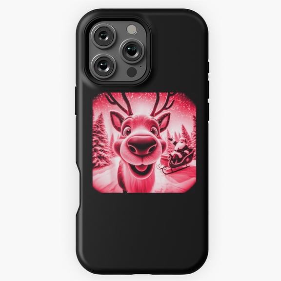 Funny Christmas Reindeer Selfie Phone Case for iPhone 11 12 13 14 15 16 17 Pro Max