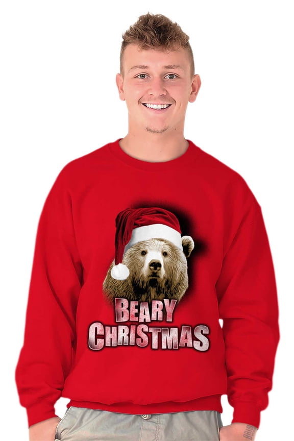 Funny Christmas Santa Bear Pun Unisex Plus Fleece Graphic Sweatshirt Brisco Brands 2X