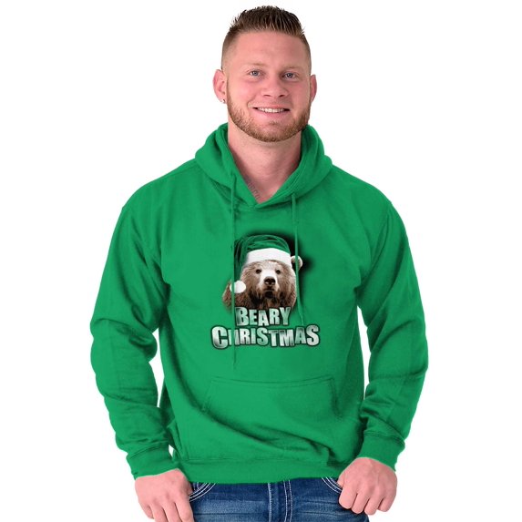 Funny Christmas Santa Bear Pun Unisex Plus Fleece Graphic Hoodie Brisco Brands 3X