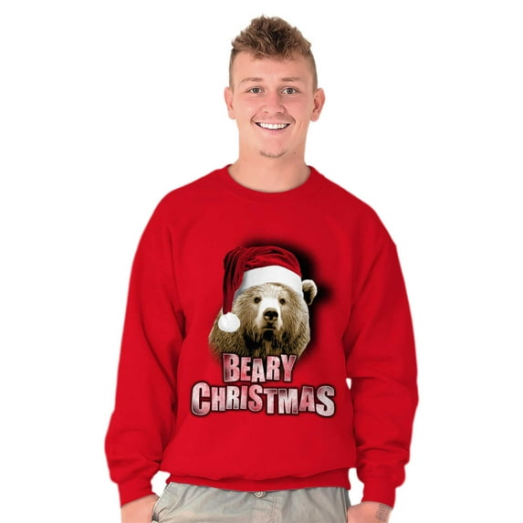 Funny Christmas Santa Bear Pun Unisex Plus Fleece Graphic Sweatshirt Brisco Brands 4X