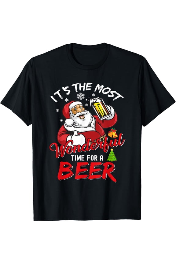 Santa Claus Drinking Wonderful Time T-Shirt