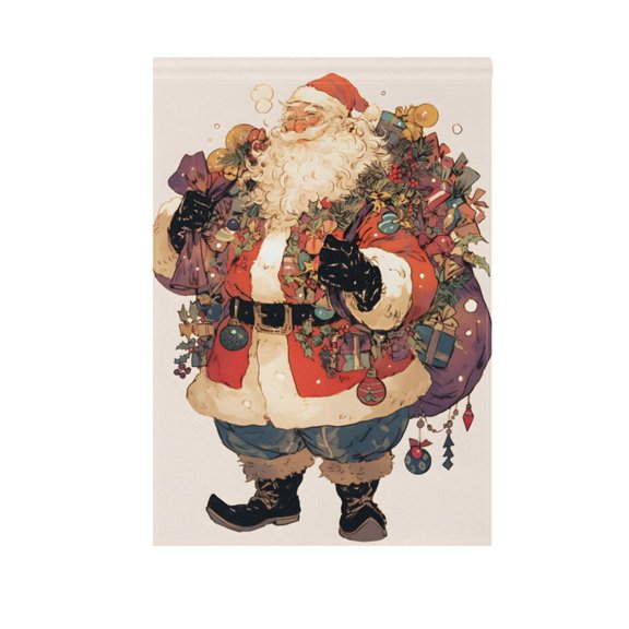 Funny Christmas Santa Claus Gift Garden Flag House Banner 12" x 18" Double Sided Outdoor Yard Decoration