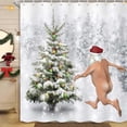 thumbnail image 1 of Funny Christmas Santa Claus Shower Curtain, Christmas Tree Winter Forest Snowflake Bathroom Curtains, Durable Waterproof Fabric Shower Curtain Set with 12 Hooks, 72X72in, 1 of 5