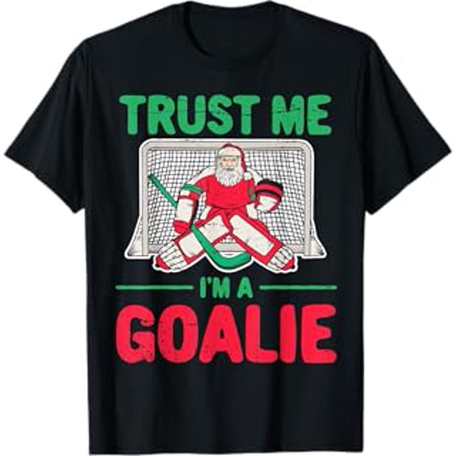 Funny Christmas Santa Ice Hockey Goaltender Goalie TShirt
