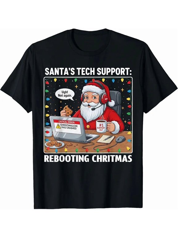 Funny Christmas Santa Tech Support Shirt Computer Programmer T-Shirt
