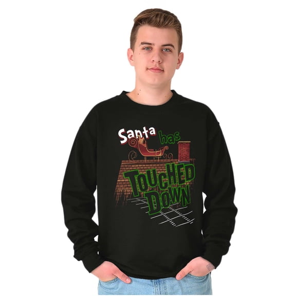 Funny Christmas Santa Touched Down Unisex Plus Fleece Graphic Sweatshirt Brisco Brands 5X
