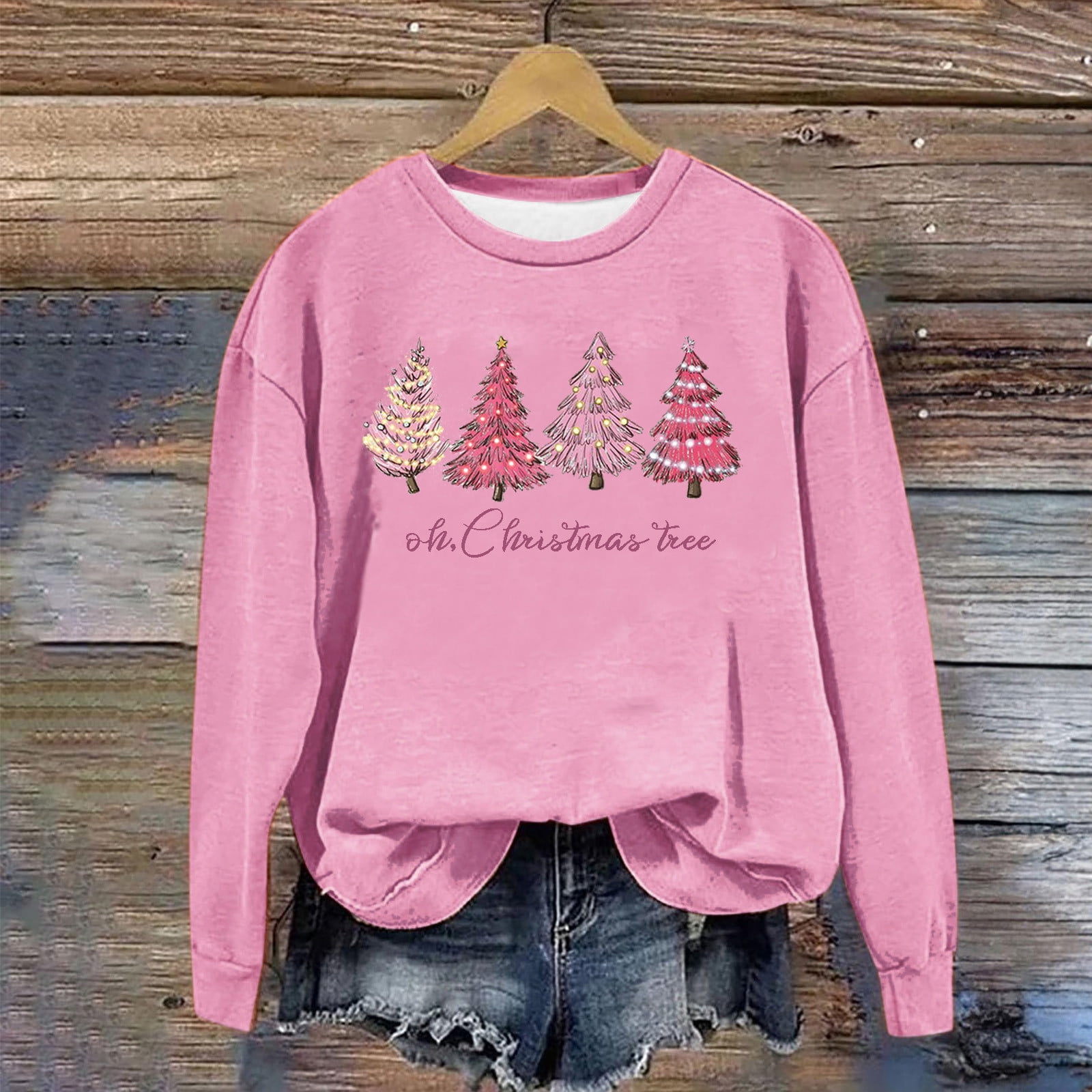 Funny Christmas Shirts For Women Teen Girls Long Sleeve Graphic Pullover  Tops Oversized Crewneck Christmas Sweatshirts Fall Holiday Outfits Clothes  2023 
