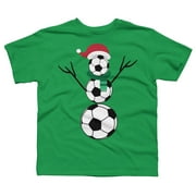 Funny Christmas Shirts Soccer Snowman Tee Boys Kelly Green - Design By Humans  L
