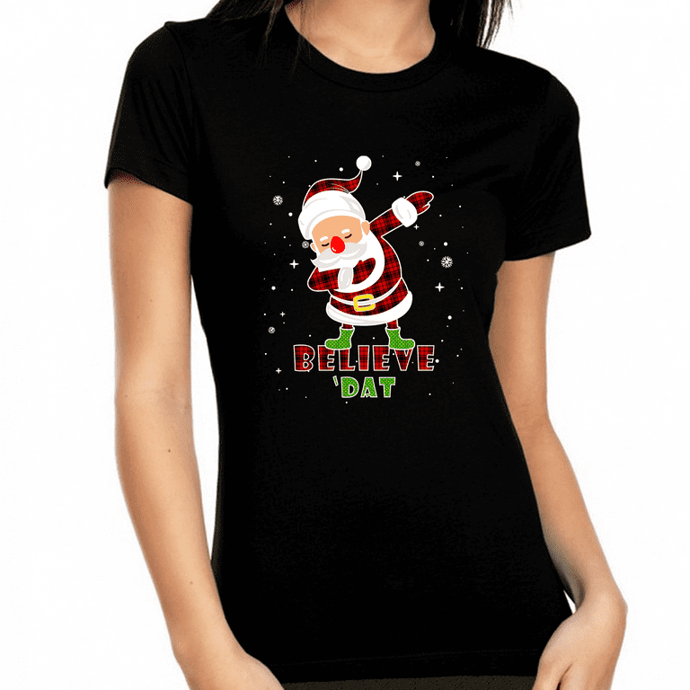 Funny Christmas Shirts for Women Matching Believe Christmas Clothes for Women Cool Christmas Shirt