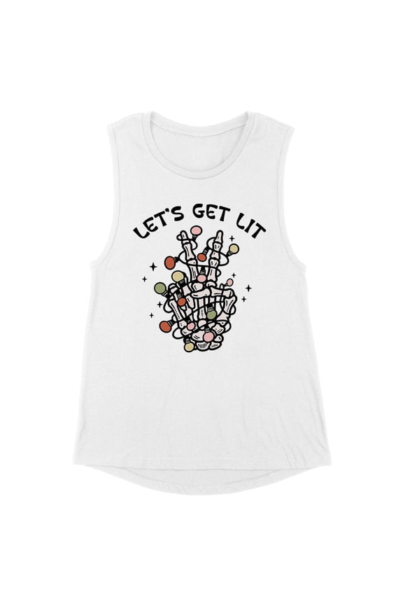Funny Christmas Skeleton Women's Muscle Tank Medium White