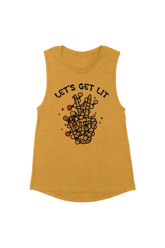 Funny Christmas Skeleton Women's Muscle Tank Small Antique Gold