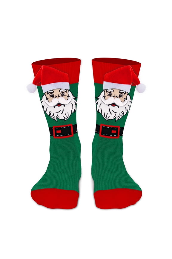 Funny Christmas Socks for Men Women Teens Boys - I Do It For The Ho's Holiday Novelty Fun Crew Funky Cute Crazy Silly 3D Hat and Beard Socks - Secret Santa Xmas Christmas Gifts Idea Stocking Stuffer