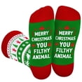 thumbnail image 1 of Funny Christmas Socks for Men Women Teens Boys - MERRY CHRISTMAS YOU FILTHY ANIMAL Holiday Novelty Fun Funky Cute Crazy Silly Socks - Secret Santa Xmas Christmas Gifts Ideas Stocking Stuffers, 1 of 7