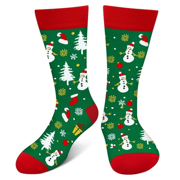 Funny Christmas Socks for Men Women Teens Boys - Secret Santa Gifts Novelty Fun Crew Funky Cute Crazy Snowman Christmas Tree Bells Xmas Socks Funny Stocking Stuffers