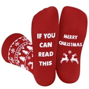 CANTUSTIME Funny Socks for Men Women Teenage Boys - IF YOU CAN READ THIS MERRY CHRISTMAS Novelty Fun Funky Happy Odd Socks - Xmas Secret Santa Gifts Ideas Christmas Eve Box Stocking Fillers for Adults