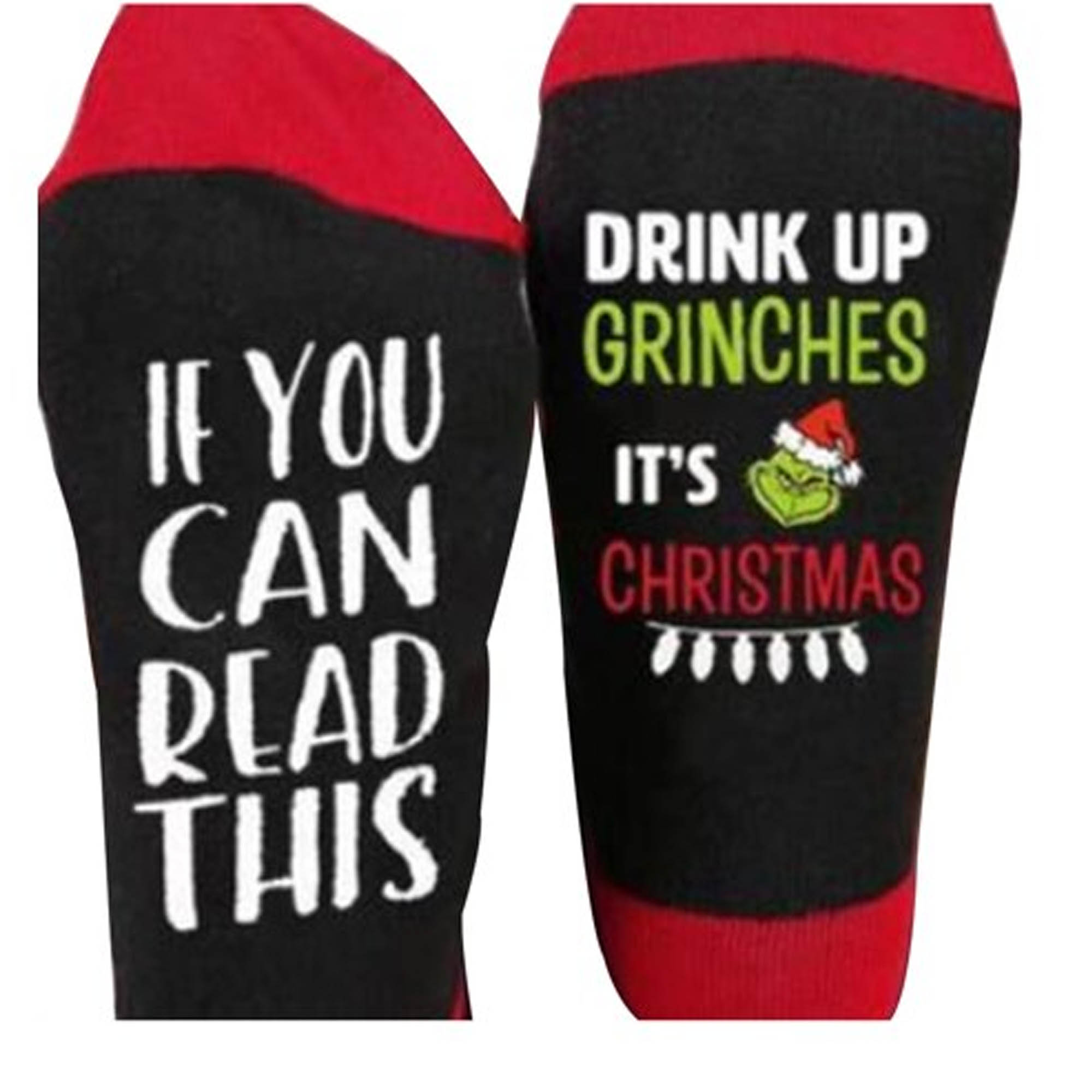 Funny Christmas Socks for Women Men Green Monster Printed Novelty Santa