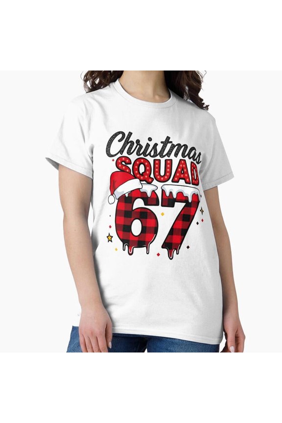 Funny Christmas Squad Six Seven Festive Plaid Art Unisex T-Shirt up to size 5XL