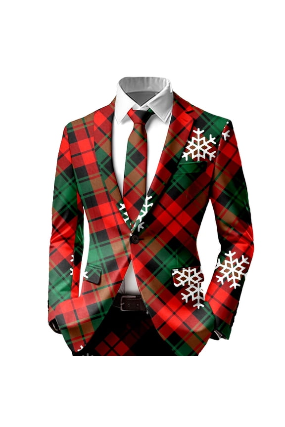 Funny Christmas Suits for Men 2 Piece Classic Fit One Button Xmas Jacket Blazer And Pant Set Elegant Slim Fit Winter Festive Party Mens Suits