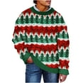 thumbnail image 1 of Funny Christmas Sweater - Cute Sweaters, Men's Christmas Cozy Sweater Xmas Tree Pattern Sweaters Long Sleeve Round Neck Pullover Tops, 1 of 1