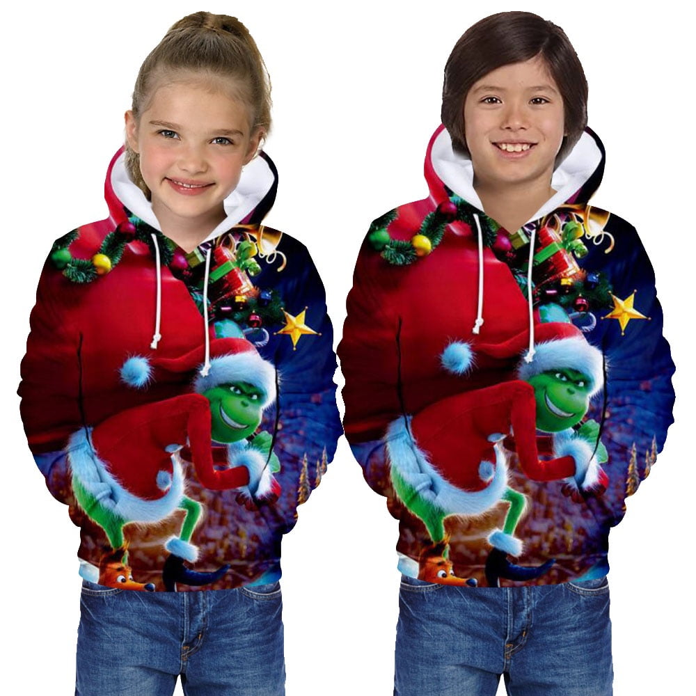 Funny Christmas Sweater For Boys and Girls The 3D Hoodie The Who Stole Christmas Pattern bfw Walmart