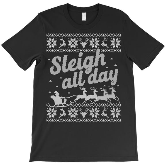 Funny Christmas Sweater Saint Nicholas Sleigh All Day Themed Holiday Graphic Fun G34258 Unisex T-Shirt, Up to Size 5XL