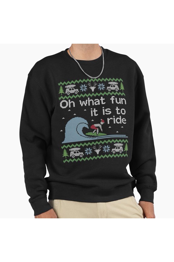 Funny Christmas Sweater Surfer Unisex Sweatshirt Funny Retro Vintage Holiday Graphic G5686, Up to Size 5XL