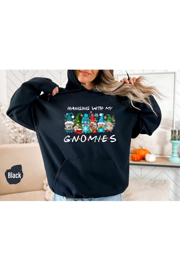 Funny Christmas Sweatshirt, Hanging With My Gnomies Hoodie, Gnomies Buffalo Plaid Xmas Family Shirt