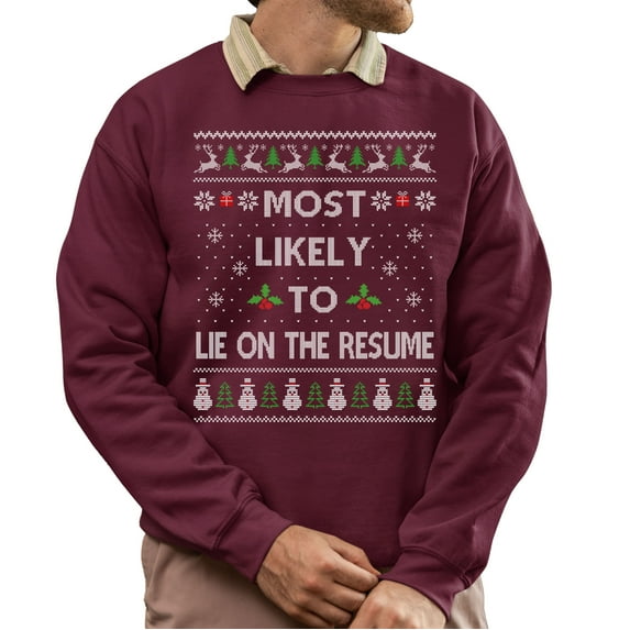 Funny Christmas Sweatshirt, Lie on the Resume Ugly Christmas Sweater, Office Xmas Sweater