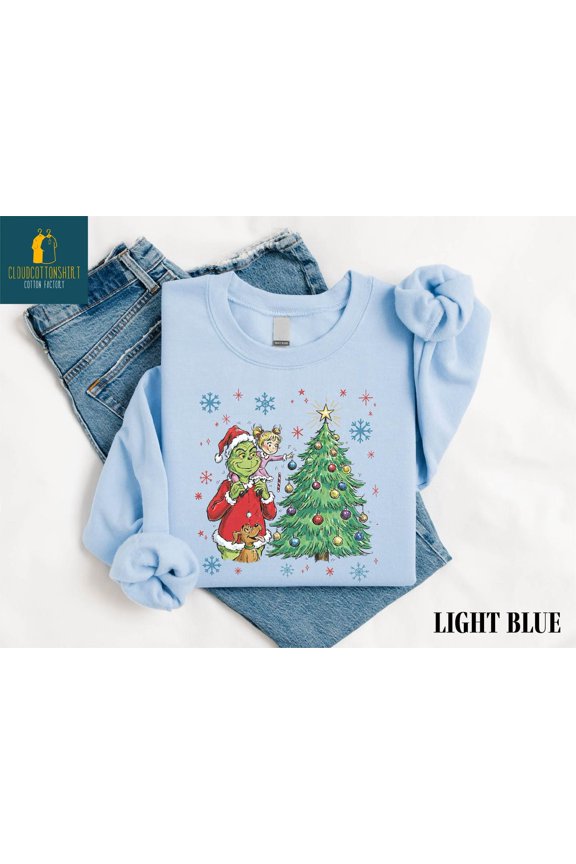 Funny Christmas Sweatshirt, Merry Christmas Shirt, Green Guy T-Shirt, Christmas Tree Sweater, Funny Shirt, Xmas Party Sweatshirt All Size S-5Xl