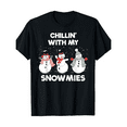 thumbnail image 1 of Funny Christmas T-Shirt, "Chillin' With My Snowmies" Graphic Tee, Holiday Party Top S-4XL, 1 of 4