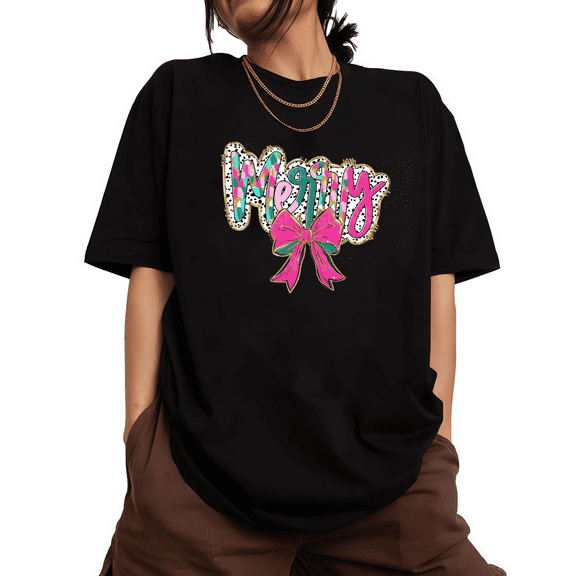 Funny Christmas T-Shirt for Women Novelty Holiday Graphic Tee Casual Short Sleeve Shirt