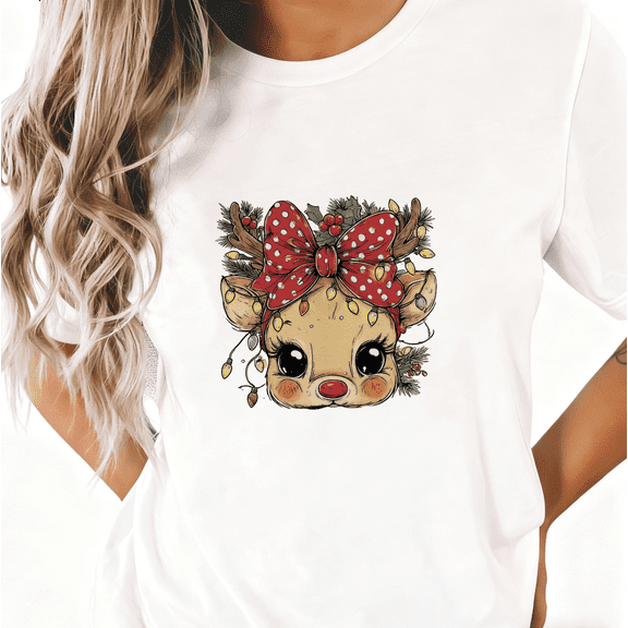 Funny Christmas T-Shirt for Women Novelty Holiday Graphic Tee Casual Short Sleeve Shirt